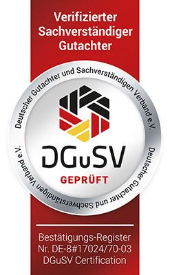 DGuSV-Nachweis: Verifizierter Sachverständiger Gutachter, Bestätigungs-Register Nr. DE-8#17024/70-03